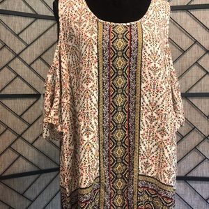 NWT COLD SHOULDER TOP ST. JOHNS BAY MULTICOLOR